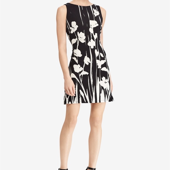 NWT American Living Black Floral chevron Dress - Picture 1 of 6